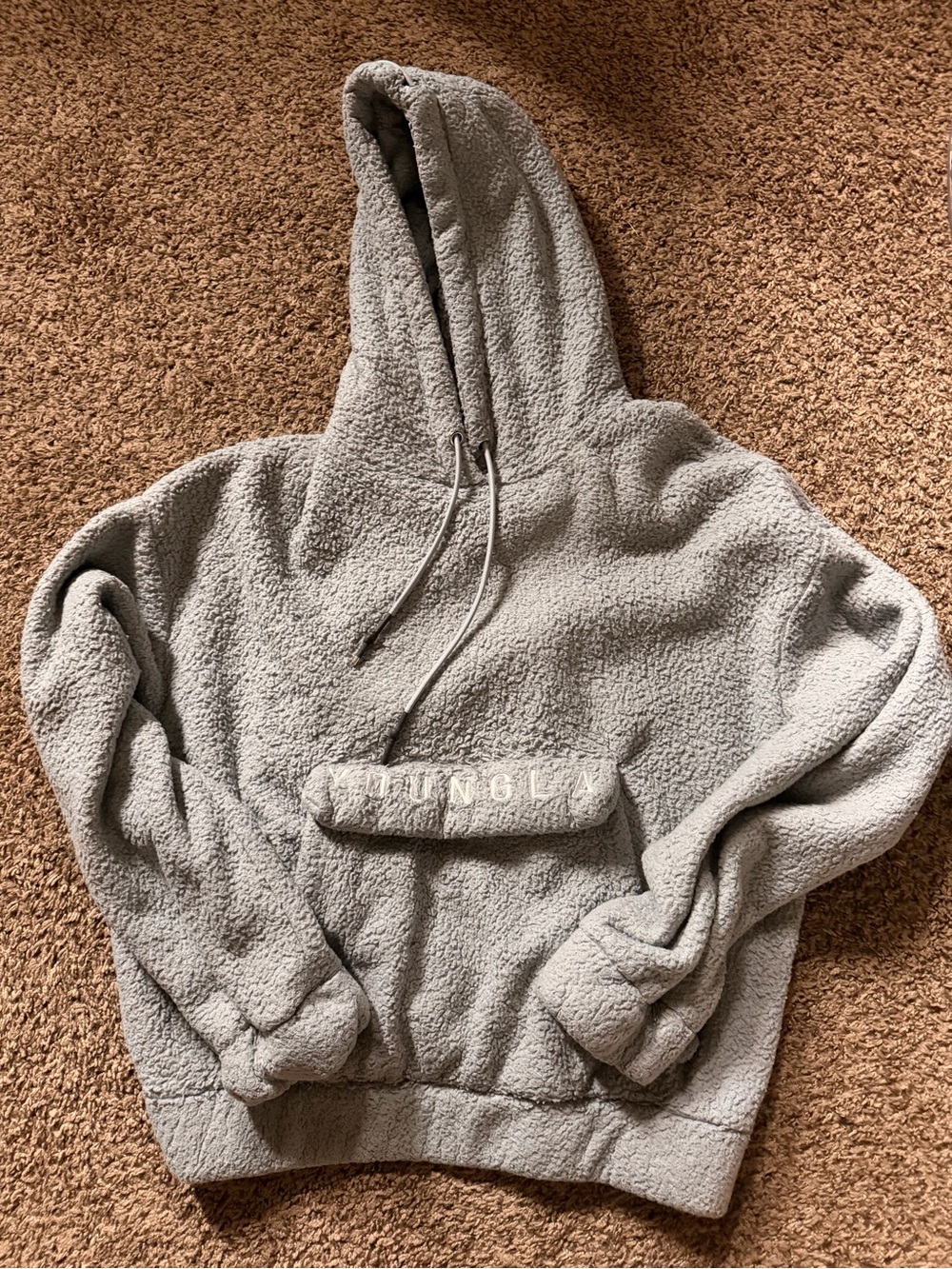 YoungLA Plush Sherpa Hoodie - Light Gray